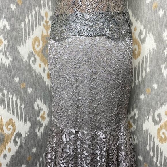 Ralph Lauren Silver Lace Midi Godet Trumpet Skirt - Picture 12 of 16